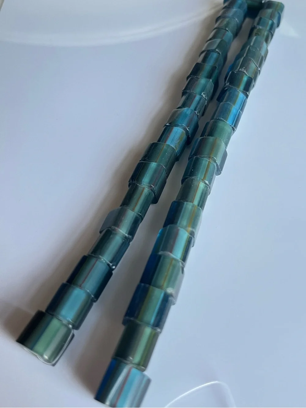 Green Blue Glass Cane Striped Beads